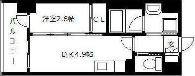 MODERN PALAZZO 警固(1DK/8階)の間取り写真