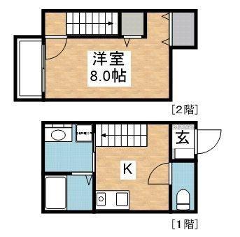 オリーブ寺塚(1K/2階)の間取り写真