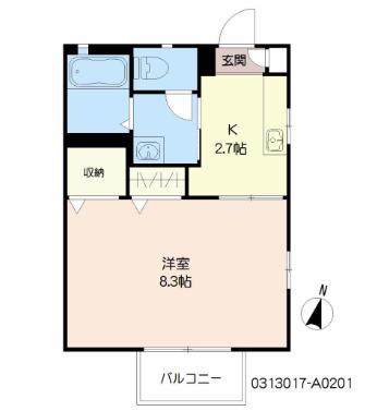 ディアス新栄(1K/2階)の間取り写真