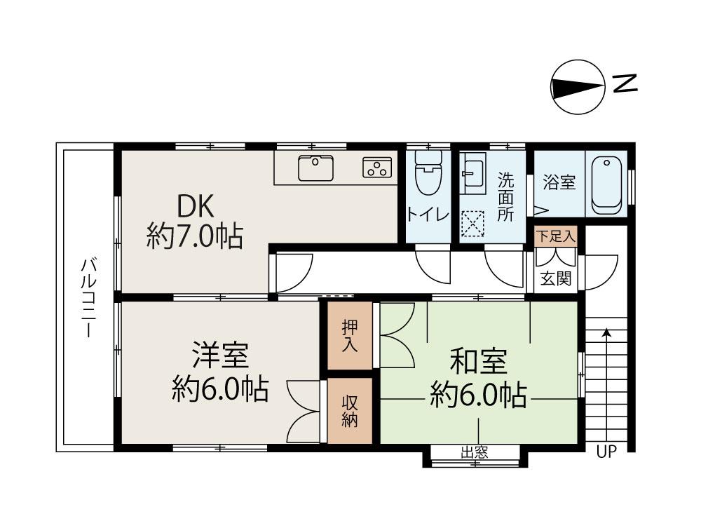 春日部南アパート(2DK/2階)の間取り写真