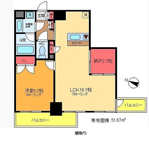 グランハイツ錦糸町(1SLDK/8階)の間取り写真