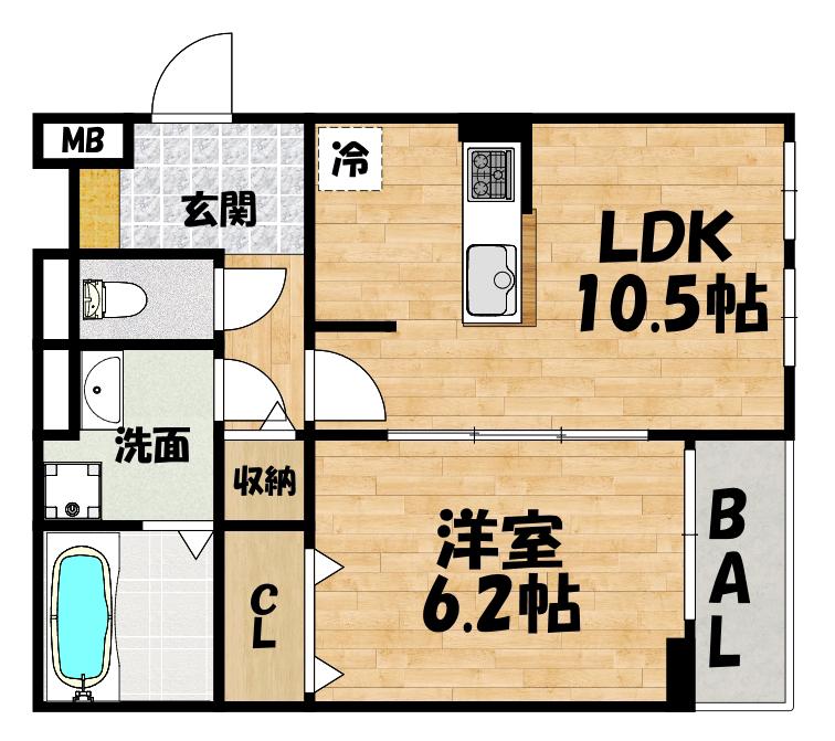 ロイヤルメゾン北巽 I(1LDK/1階)の間取り写真