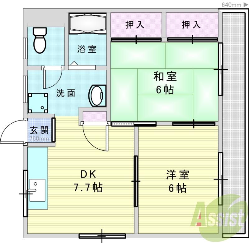 南中井マンション(2DK/2階)の間取り写真