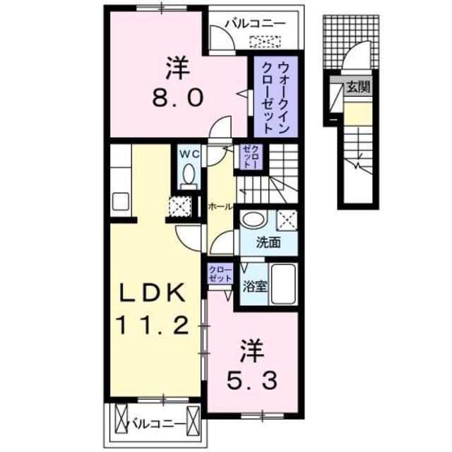 カレントC(2LDK/2階)の間取り写真