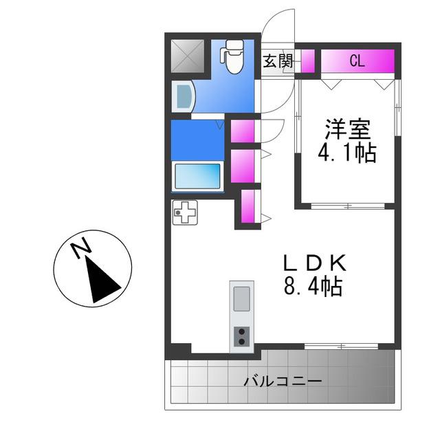 アニマーレ長堀(1LDK/8階)の間取り写真