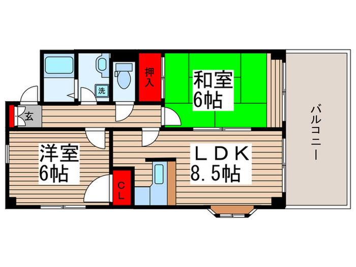 ナミキマンション(2LDK/1階)の間取り写真