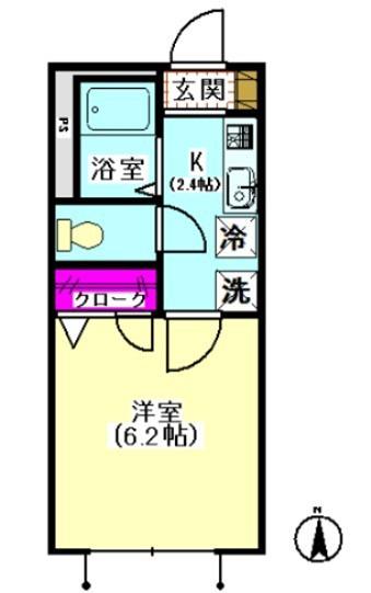 メゾン西糀谷A棟(1K/2階)の間取り写真