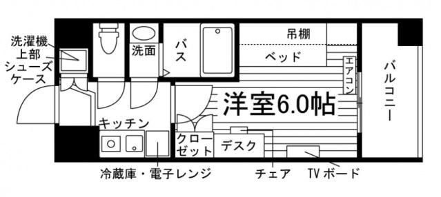 学生会館 CAMPUS TERRACE 九大学研都市(1K/13階)の間取り写真