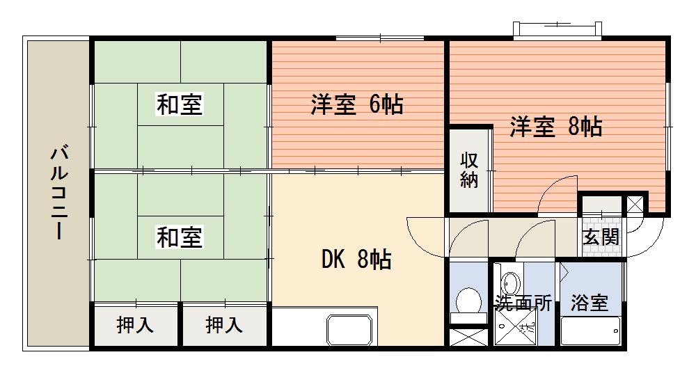 ベネフィス西陵(4DK/1階)の間取り写真