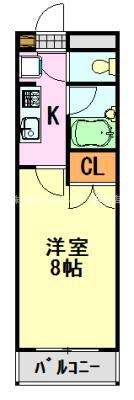 メゾンK&N(1K/2階)の間取り写真