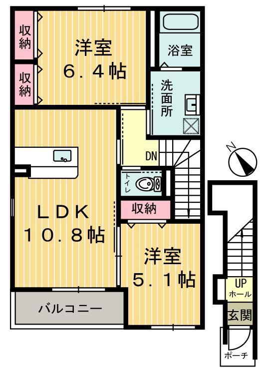 フランボワーズ(2LDK/2階)の間取り写真