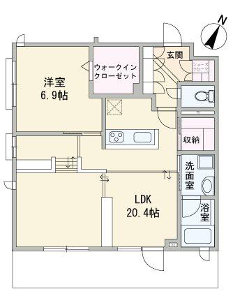 VIE NOUVELLE III(1SLDK/1階)の間取り写真