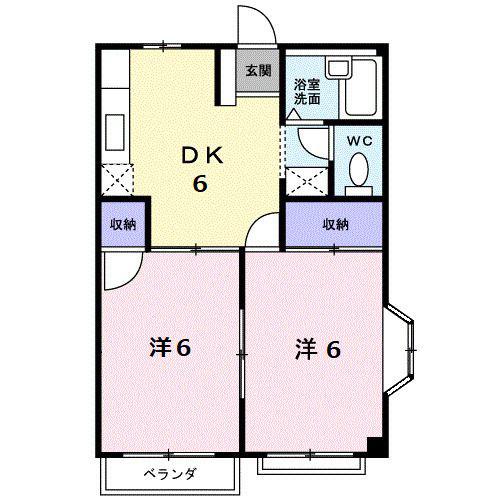 エルディムどいA(2DK/1階)の間取り写真