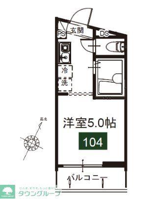 メルディア与野本町IIA(ワンルーム/1階)の間取り写真