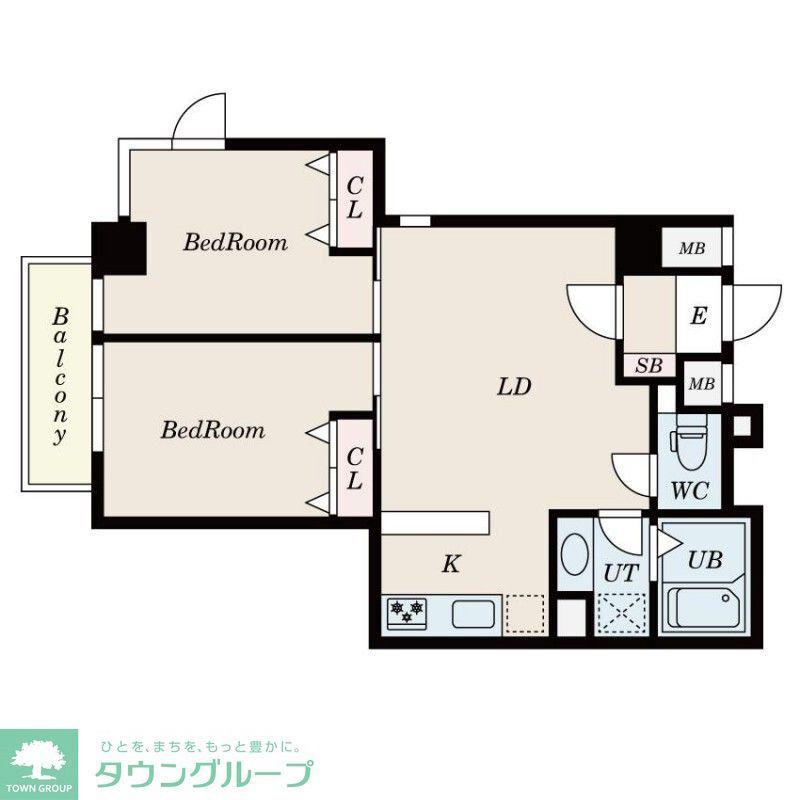 エスパシオ内藤町(2LDK/1階)の間取り写真