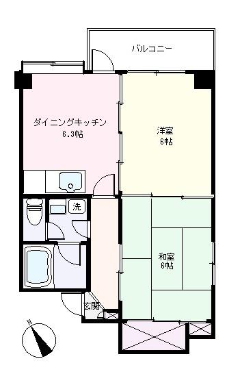 第五中央マンション(2DK/2階)の間取り写真