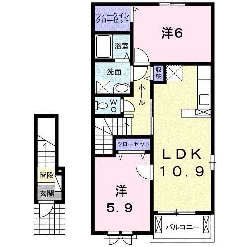 フィデールB(2LDK/2階)の間取り写真