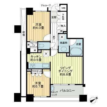 サーパス西新二丁目(2LDK/7階)の間取り写真