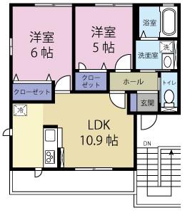 グリーンヒルズ(2LDK/2階)の間取り写真