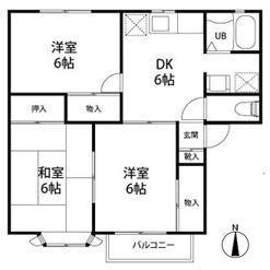 メンバーズタウンかすみ(3DK/2階)の間取り写真