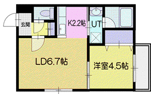 K-MODE北斗(1LDK/2階)の間取り写真