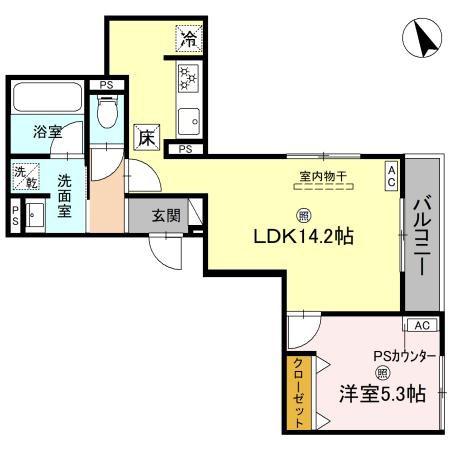 CHAINON(1LDK/1階)の間取り写真