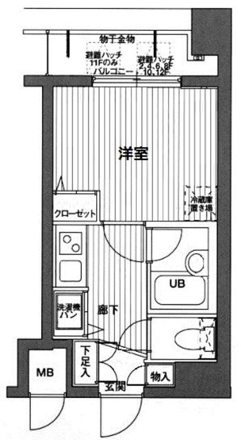 ガラ・ステージ京橋(1K/8階)の間取り写真