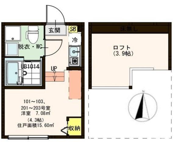 CASA COMODA梅島(1K/1階)の間取り写真