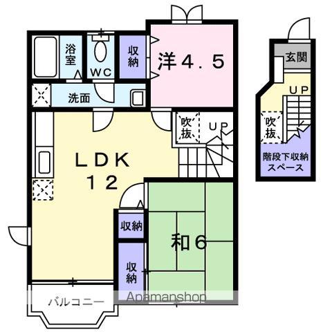 プチコート蘭A(2LDK/2階)の間取り写真