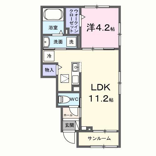 シェルエトワール(1LDK/1階)の間取り写真