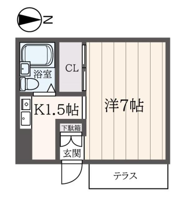 マメゾン羽根木(1K/1階)の間取り写真