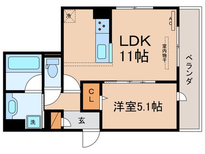 エトワール平安(1LDK/3階)の間取り写真