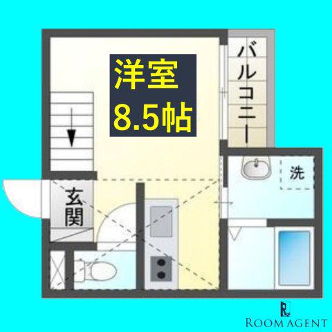 ラルク高畑(ワンルーム/2階)の間取り写真