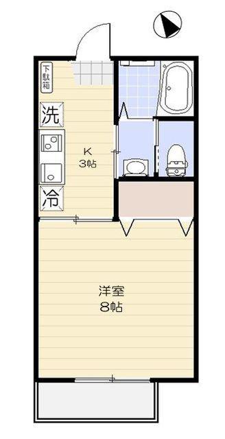 クオーレ(1K/2階)の間取り写真