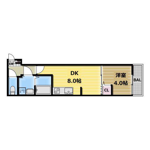 ALEGRIA鶴見区今津(1LDK/3階)の間取り写真