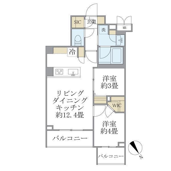 LA PERLA MEGURO-HIGASHIYAMAII(2LDK/1階)の間取り写真