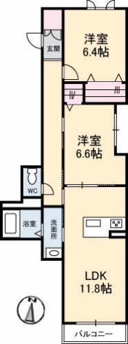 リラフォート国領(2LDK/2階)の間取り写真