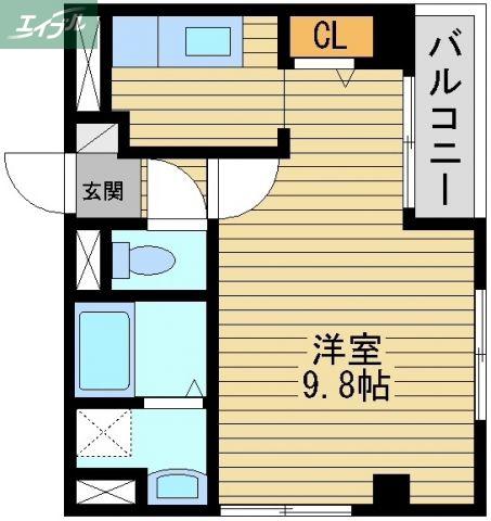 エディフィシオ横内(1K/2階)の間取り写真