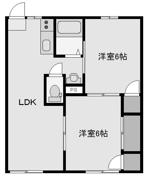 マロンハイツA(2LDK/1階)の間取り写真