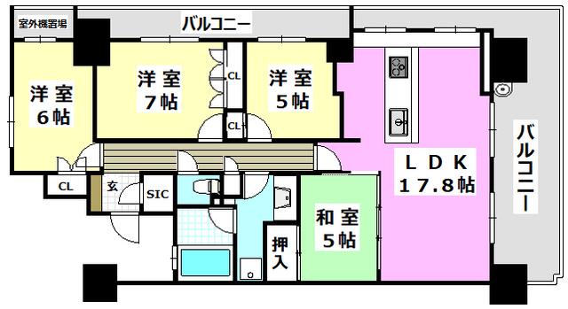 ミリカ・テラスII街区(4LDK/12階)の間取り写真