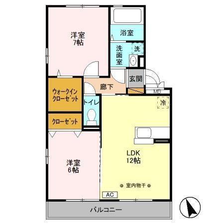 クレアール(2LDK/1階)の間取り写真
