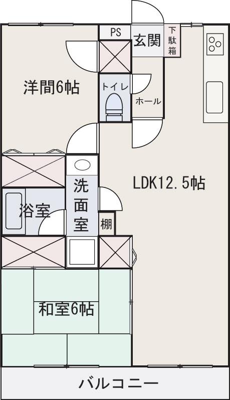 MS TOKIO(2LDK/3階)の間取り写真