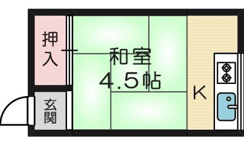 暁荘(ワンルーム/2階)の間取り写真