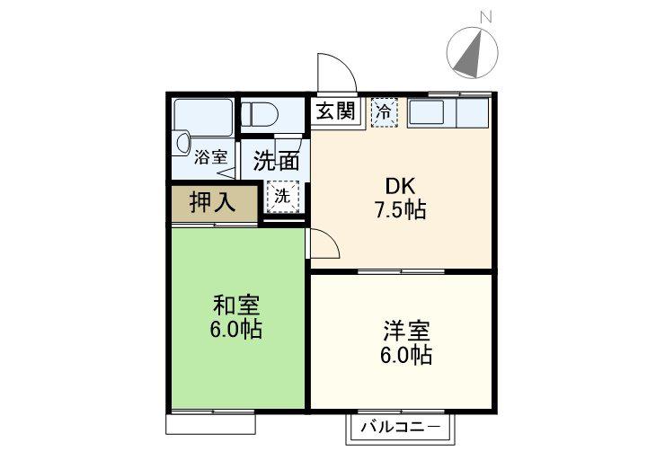 シャレー原宿A棟(2DK/2階)の間取り写真