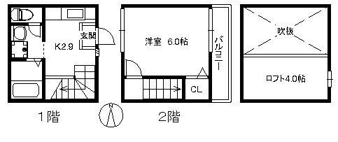 ポラリスK&M II(1K/1階)の間取り写真