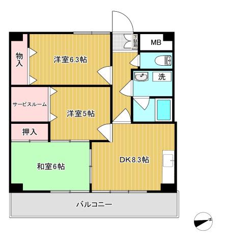 ゼルコーバ1(3SDK/3階)の間取り写真