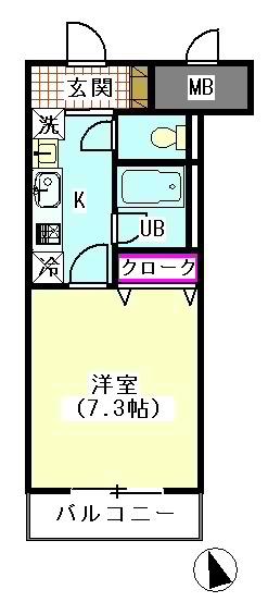 さくらビル(1K/1階)の間取り写真