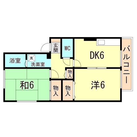 セゾン東須磨(2DK/2階)の間取り写真