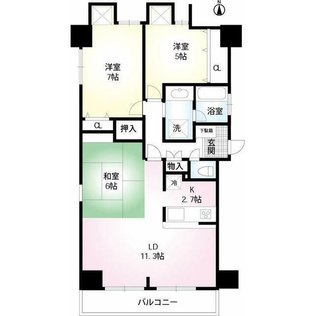 ライツ浦和別所(3LDK/3階)の間取り写真