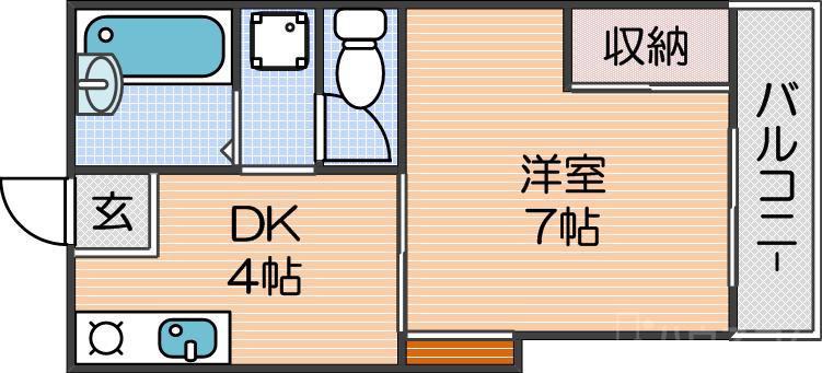 梅南ハイツI(1DK/2階)の間取り写真